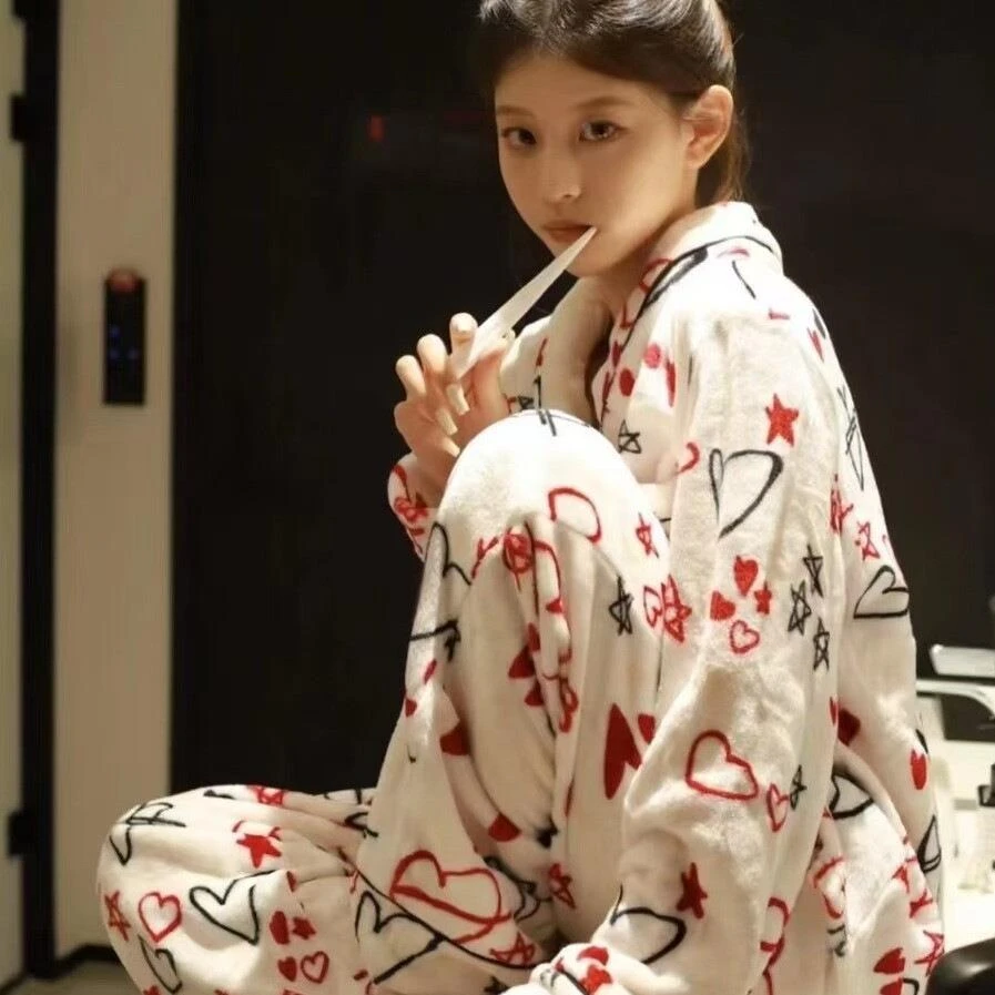 维多利亚【高档礼盒】杨幂同款加厚法兰绒秋冬季款睡衣女保暖家居服