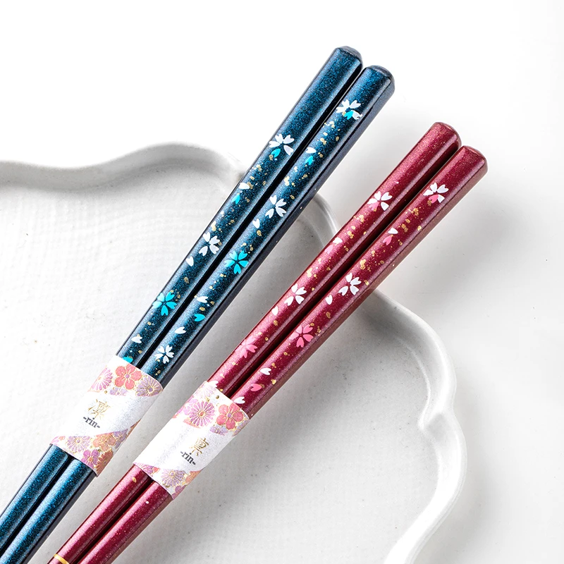 同合日本进口灿桜流星木筷日式尖头原木筷子复古个性送礼高档筷子