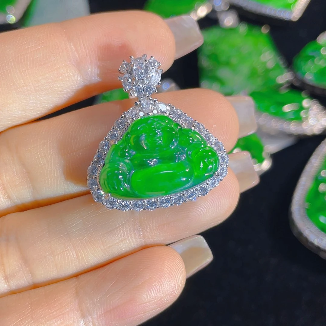 翡翠银S925镶嵌颈饰天然