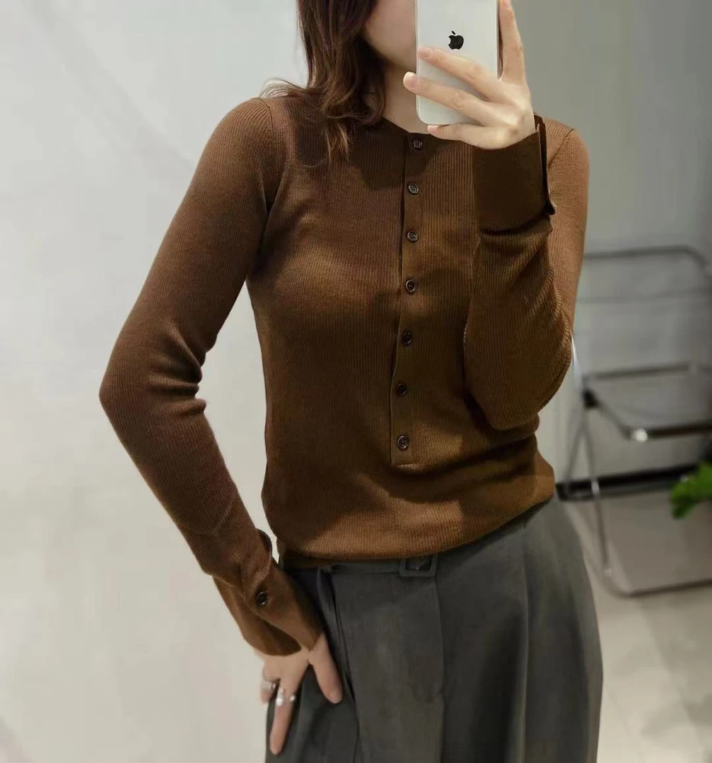 美丽诺极细扬子纱羊毛衫显瘦百搭女款秋冬针织圆领短款