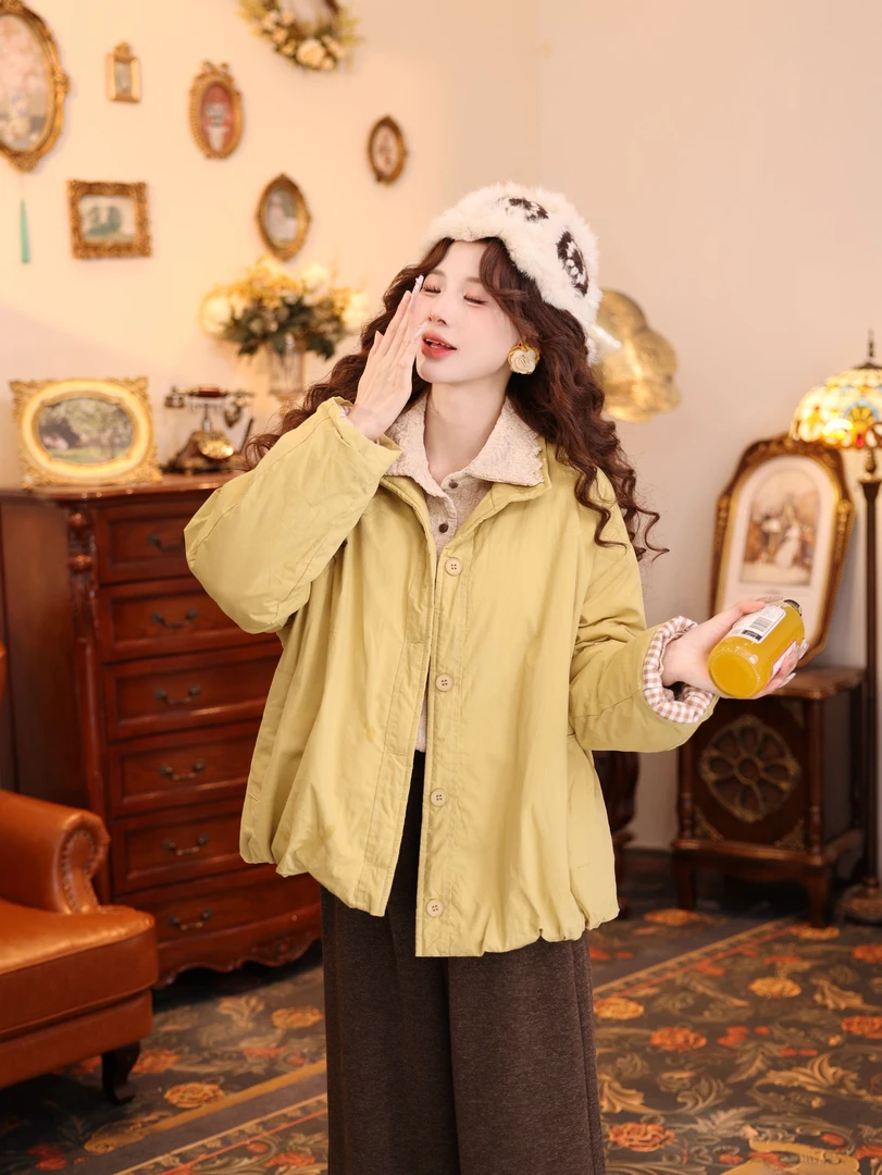 温舒敏【旧时旋律】复古港风口袋秋冬新款氛围棉服外套MM2477455