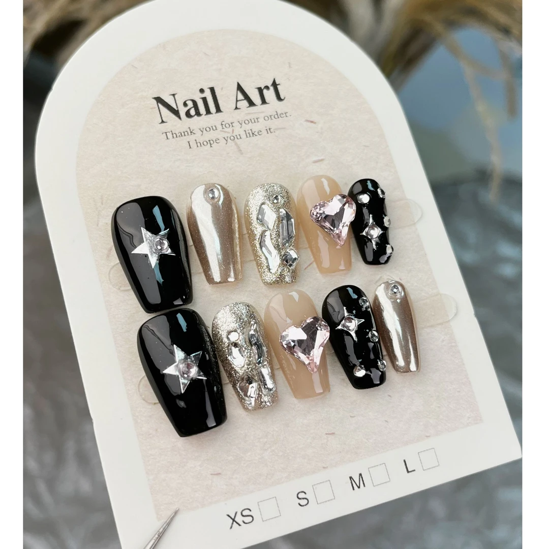 设计师专款-【摩登星芒】 YH0035纯手工穿戴甲【送工具包】