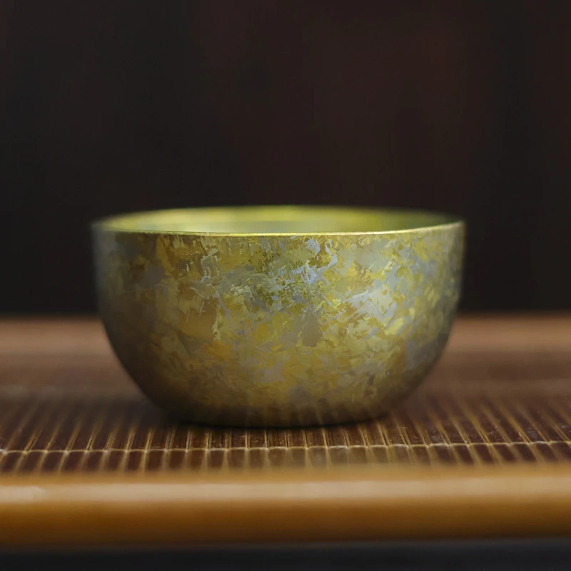 阿茶   金色冰花圆底小茶杯（ZHAIJU底款）40ml（Q5392）