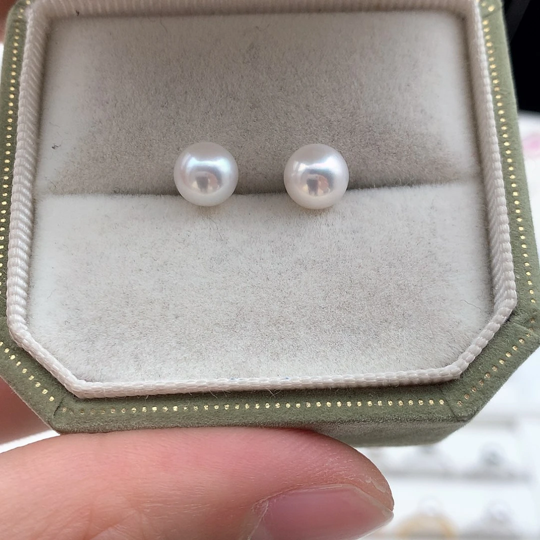 淡水珍珠7-7.5mm无核素钉银S925镶嵌