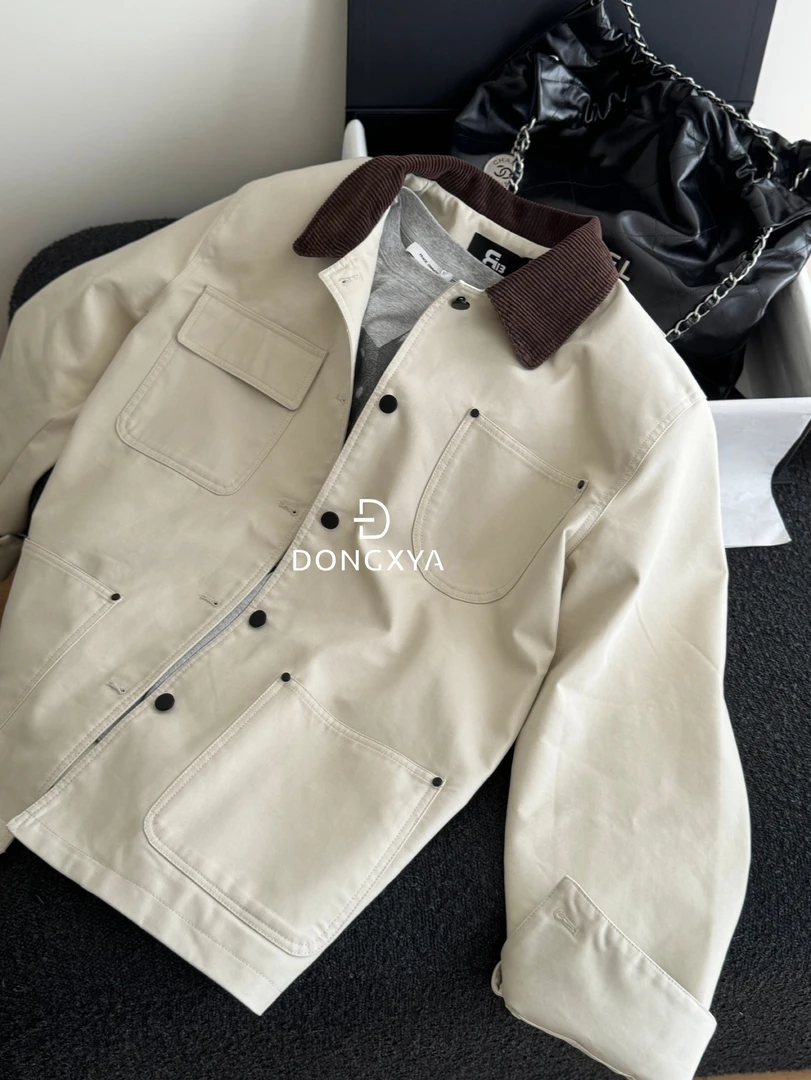 DONGXYA｜25SS私服系列撞色翻领工装夹克｜海莉同款欧货女装