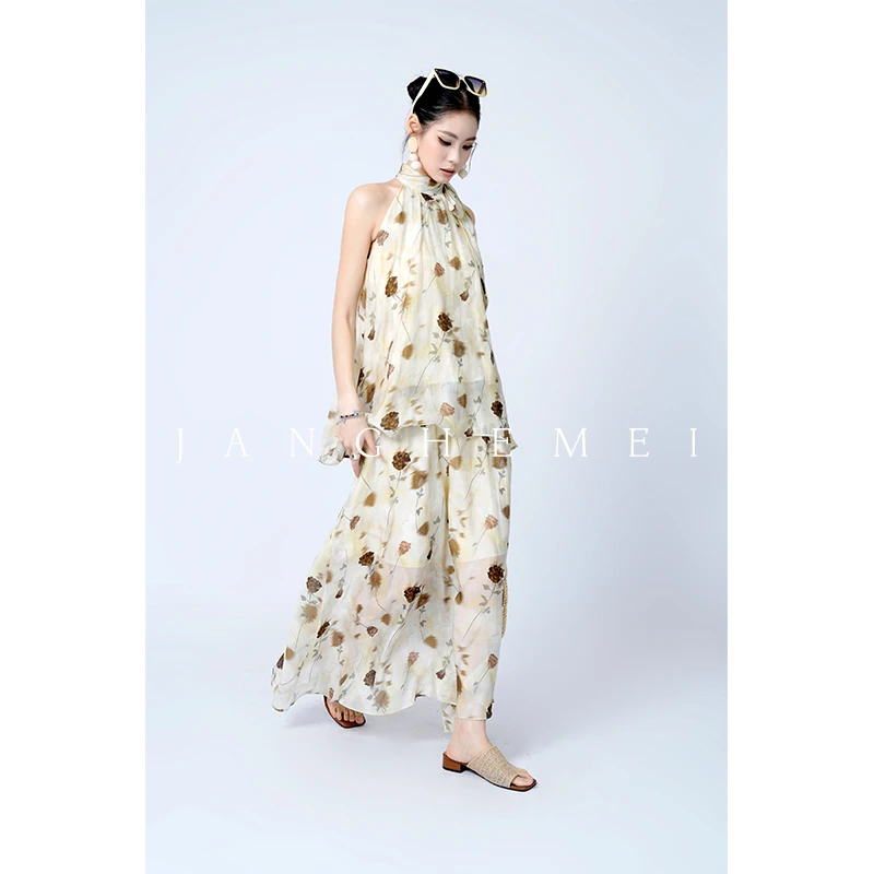 JANGHEMEI【缪斯花语】法式吊带+半身裙时尚两件套装 S32023M51