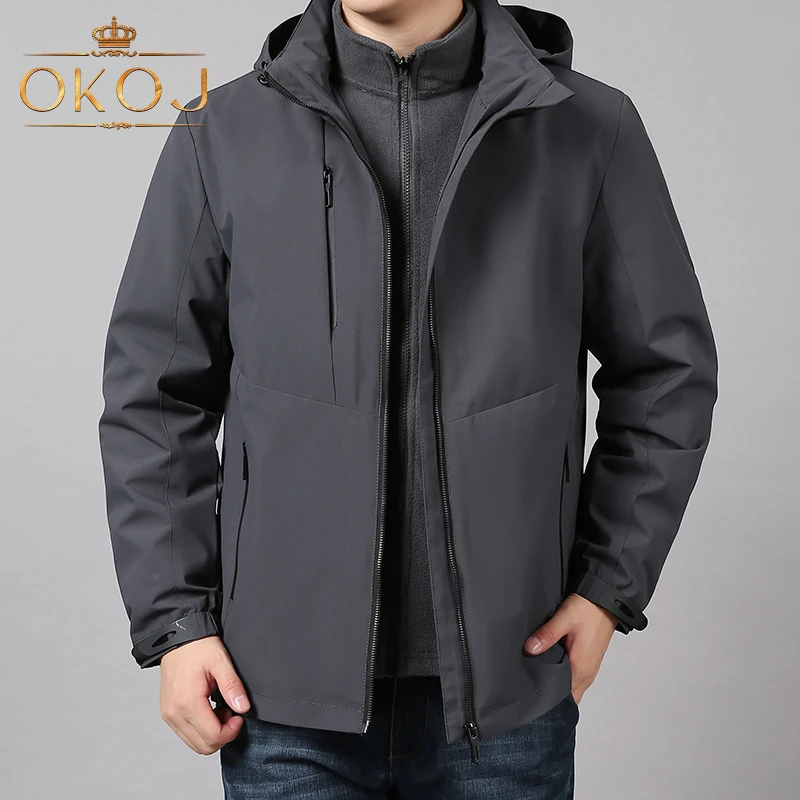OKOJ冲锋衣男外套防水透气三合一抓绒内胆秋冬季新款户外登山夹克