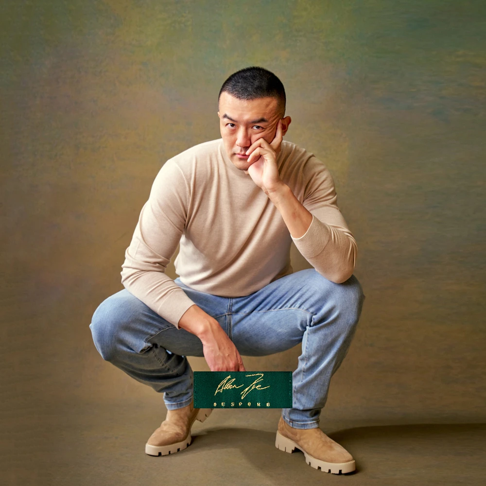 半高领丝羊绒羊毛长袖针织衫毛衣线衣内搭保暖秋冬男士纯色宽松