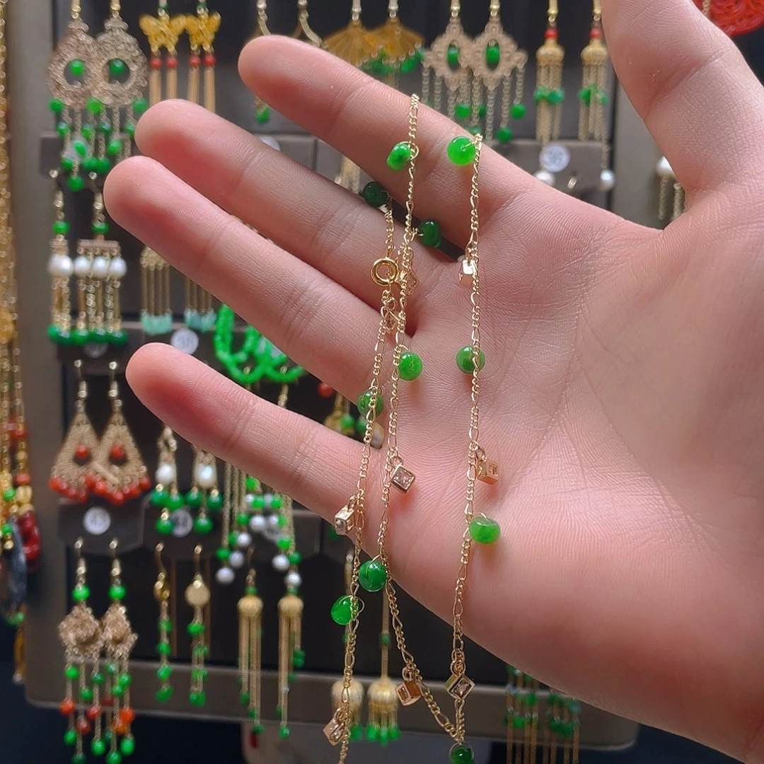 翡翠耳饰合金翡翠