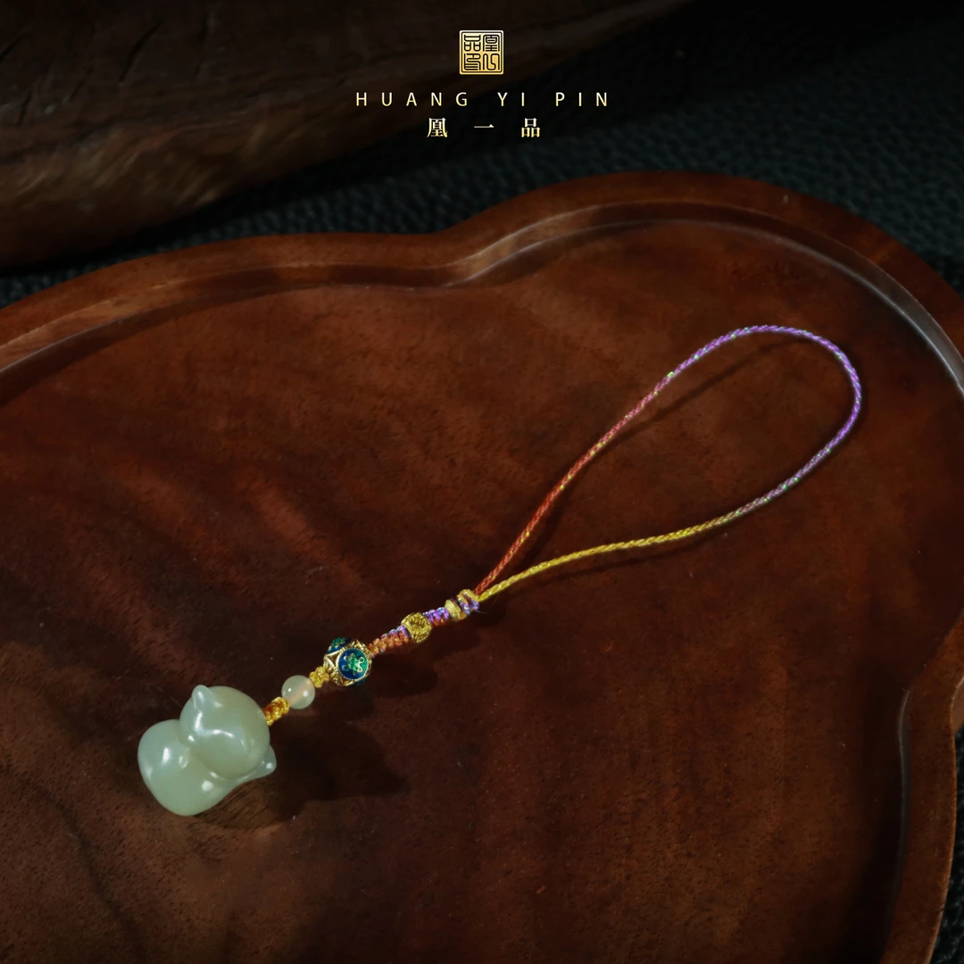 【凰一品】和田玉且末蓝趴趴猫挂件 发两个