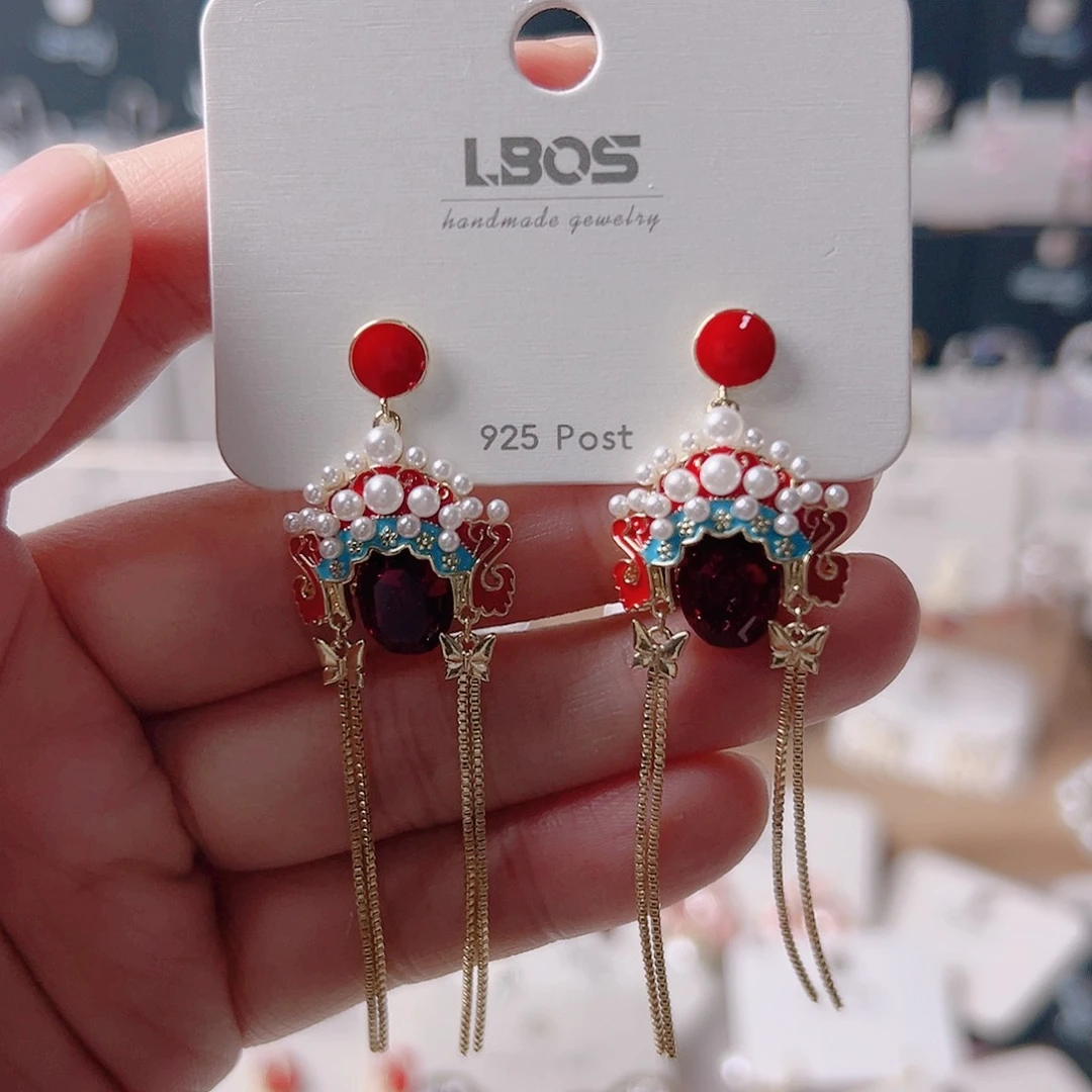 琉璃纯铜合金耳环的