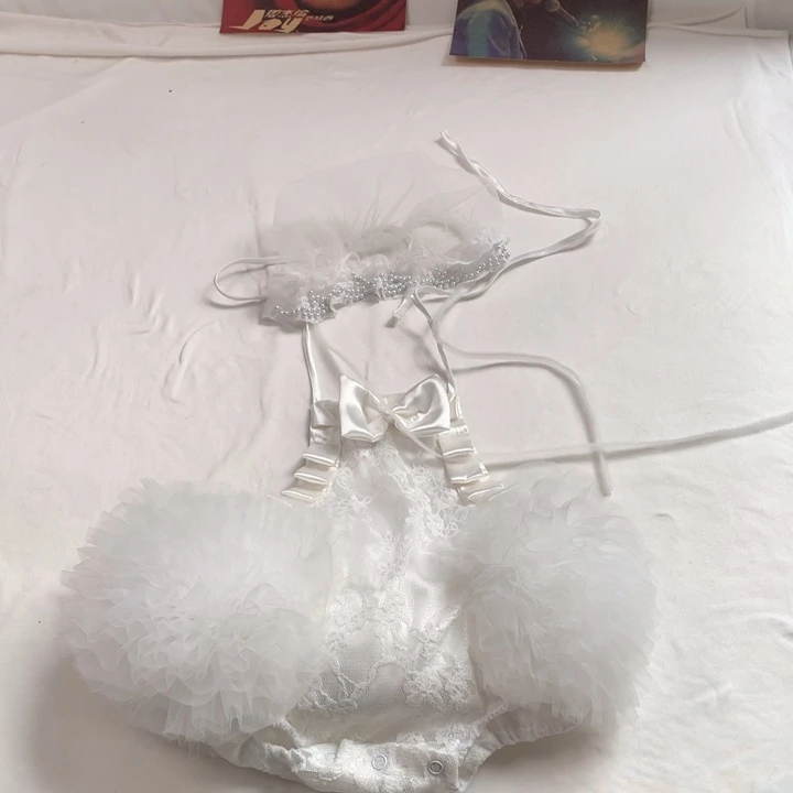 奶油风百天周岁照小裙子