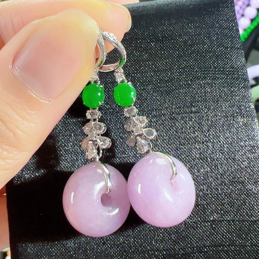 翡翠18K金镶嵌耳饰签收后24小时鉴赏期