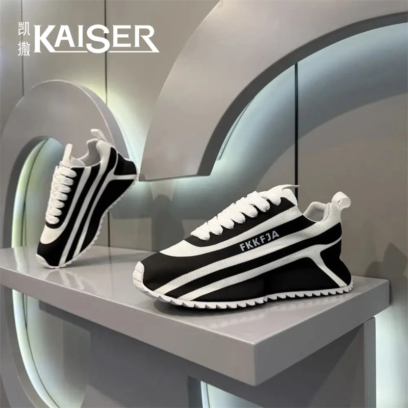 凯撒增高男鞋透气网面阿甘鞋防滑耐磨包底鞋子男款百搭休闲老爹鞋