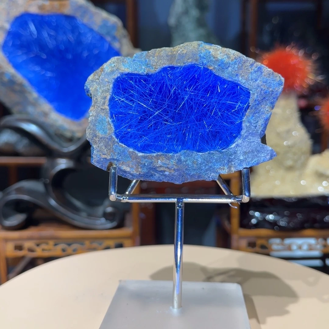 石材巴西蓝铜矿发晶