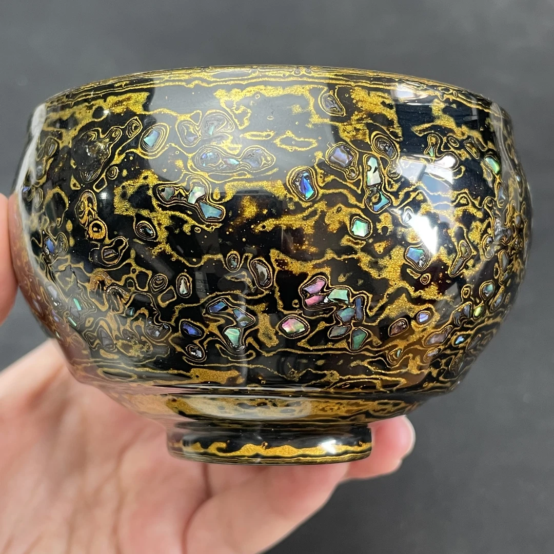 肖转华黑金漆蓝色妖姬大漆建盏将军主人杯礼盒装