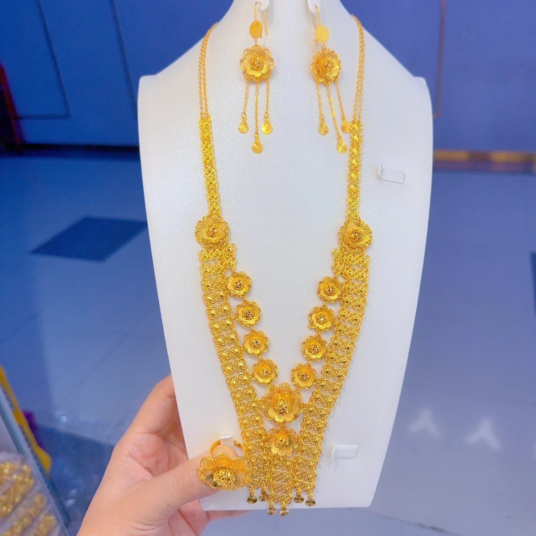 铜合金亚克力项链 新款金子同款婚礼佩戴三件套首饰altun pasun