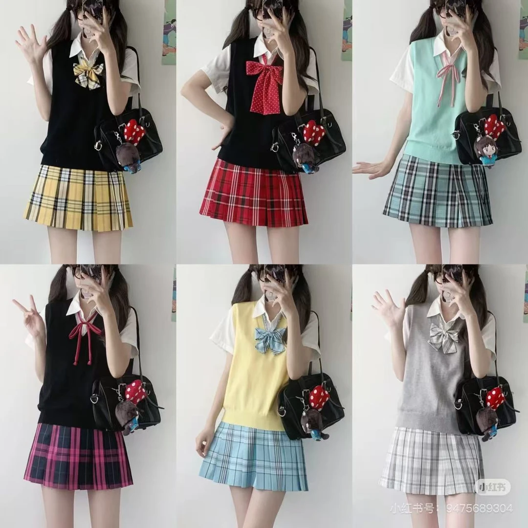 少女JK平泽唯日系学院jk制服针织v领甜辣套装女