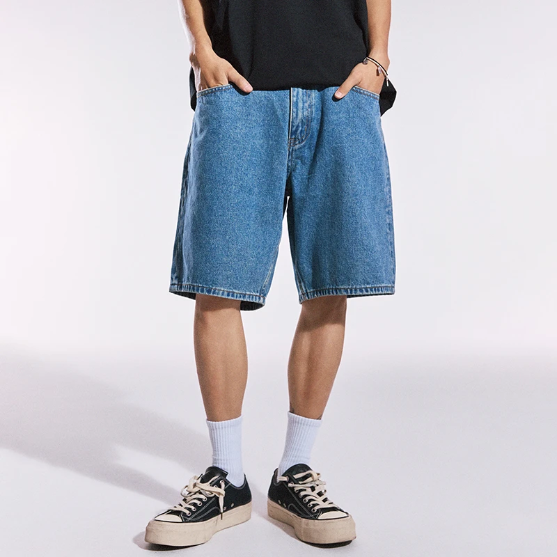 Remedy 美式潮牌复古水洗牛仔短裤夏季国潮宽松直筒休闲五分裤男