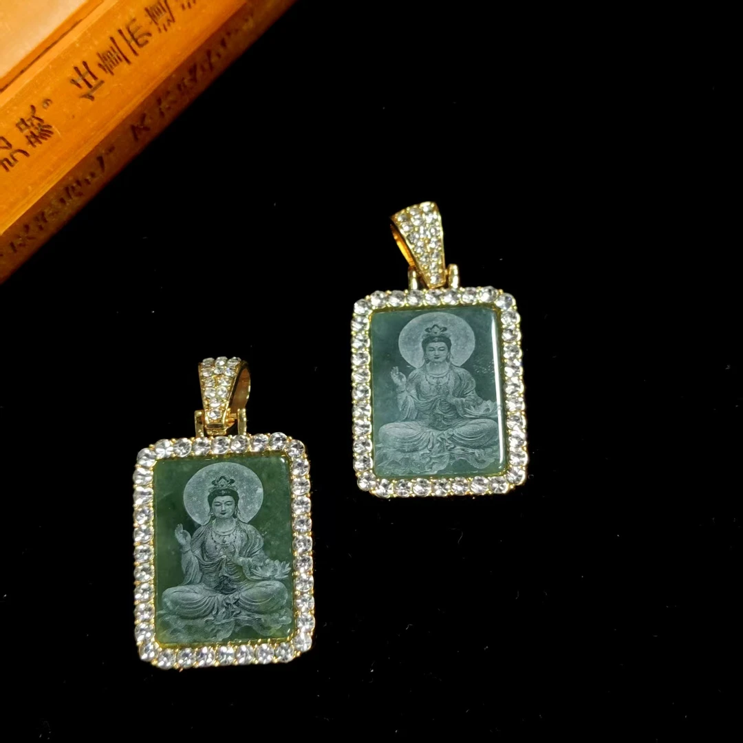 面面来财珠宝AT5447-A货翡翠观音吊坠-配链子-多样性发其一