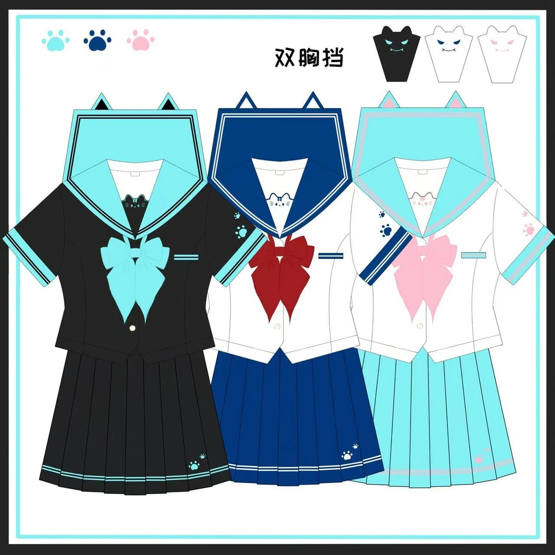 原创正版【魔法猫】制服夏季收腰可爱学院风女水手服长短袖jk套装