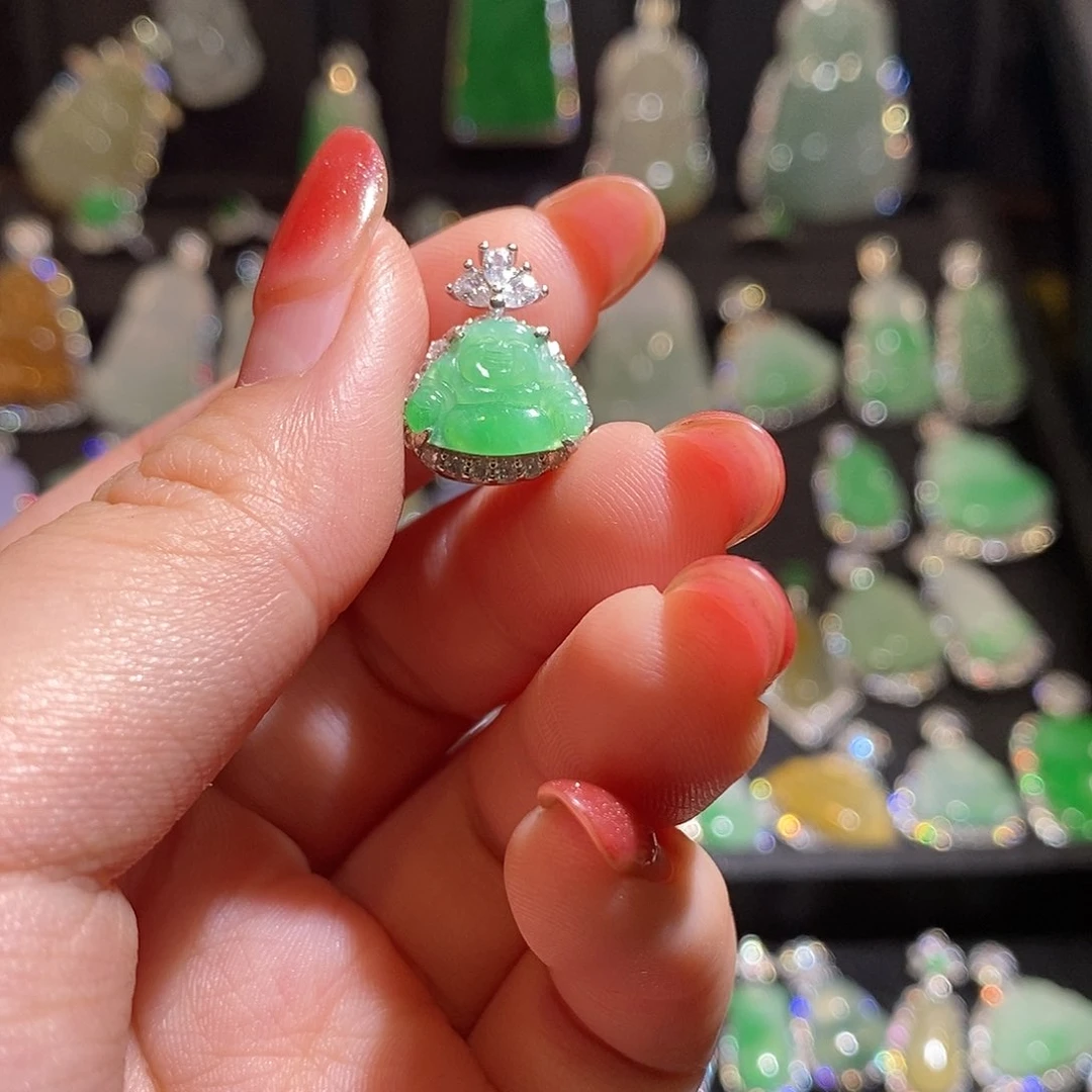 颈饰银S925镶嵌翡翠天然翡翠