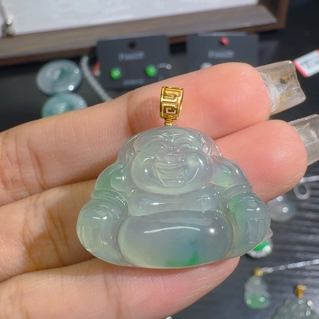 翡翠18K金镶嵌吊坠(不含链)