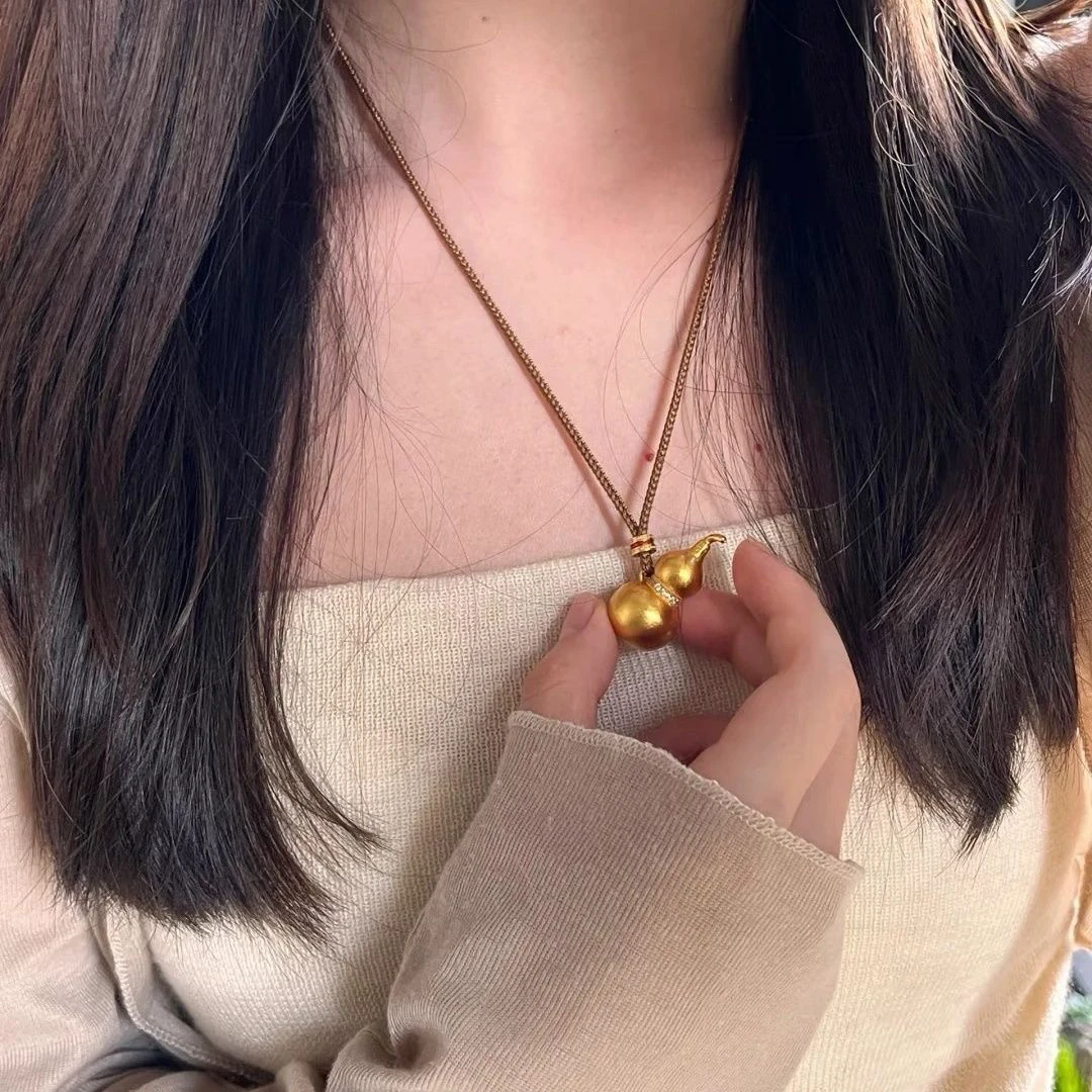 铜合金布艺吊坠 简约设计配绳葫芦精美素款可调节项链