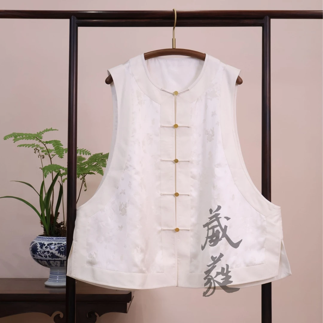 【素衣】葳蕤国风中式服装圆领对襟马甲