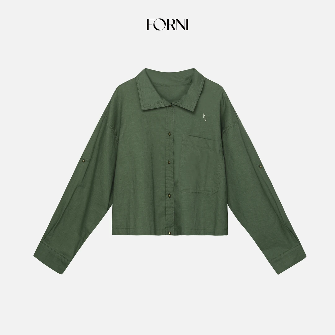 FORNI 纯色刺绣衬衫