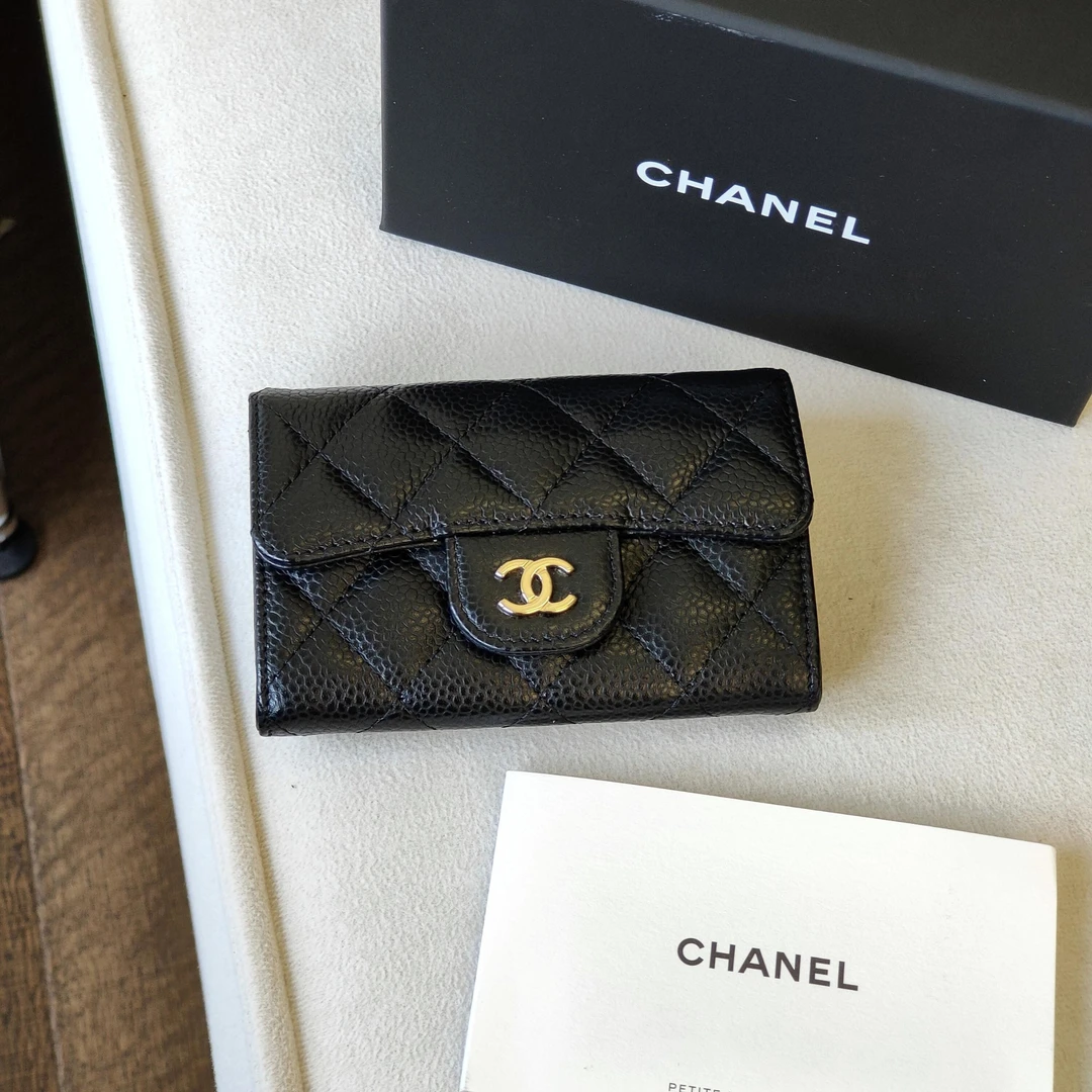 95新 Chanel/香奈儿 Azul-25年黑金荔枝皮卡包46713
