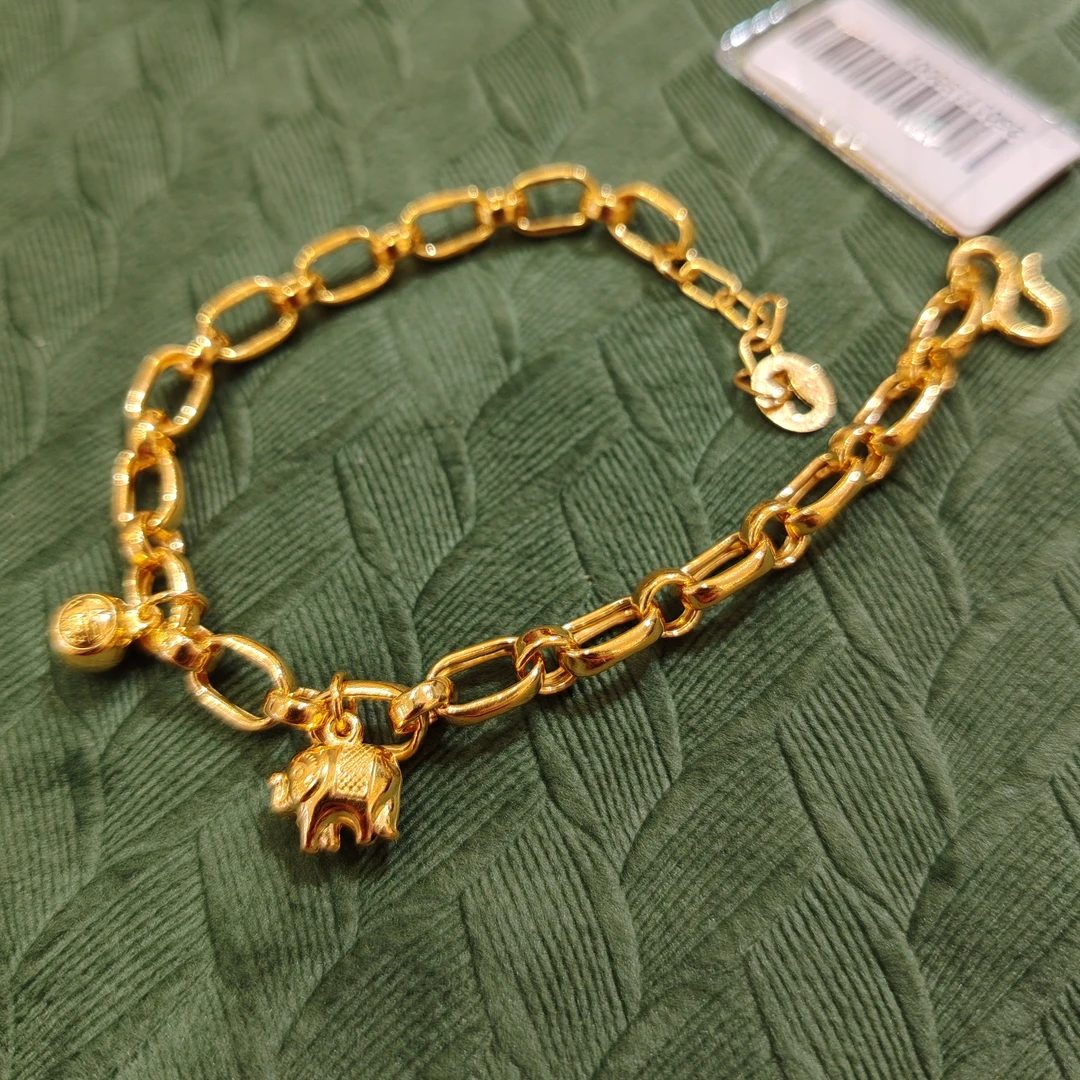 足金999环环相扣大象手链女士