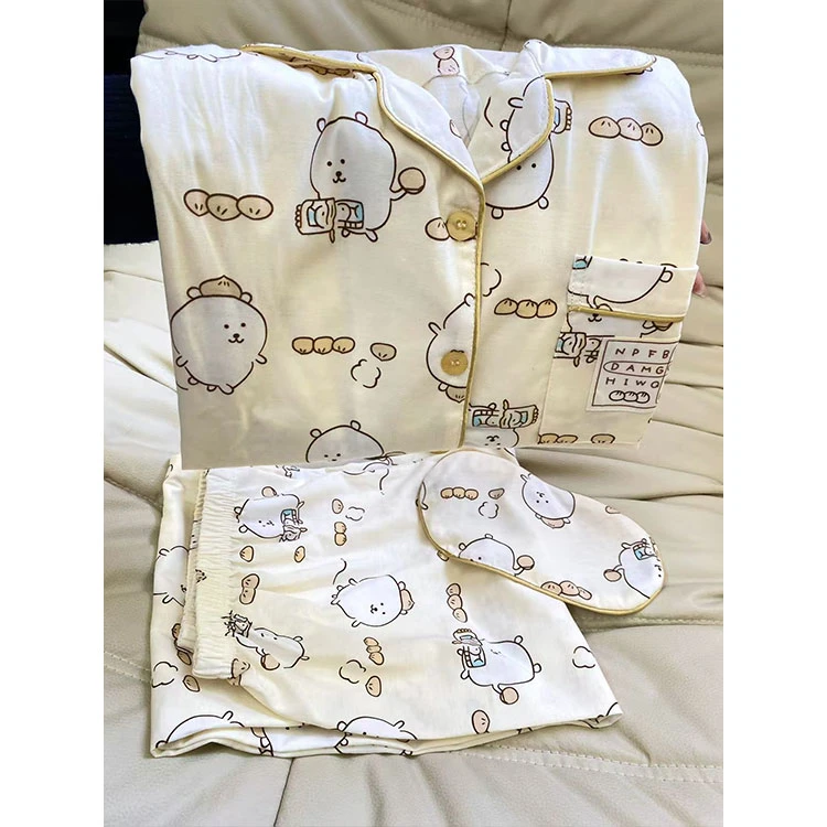 nagano自嘲熊睡衣春秋女款纯棉长袖长裤学生可爱家居服2025新款