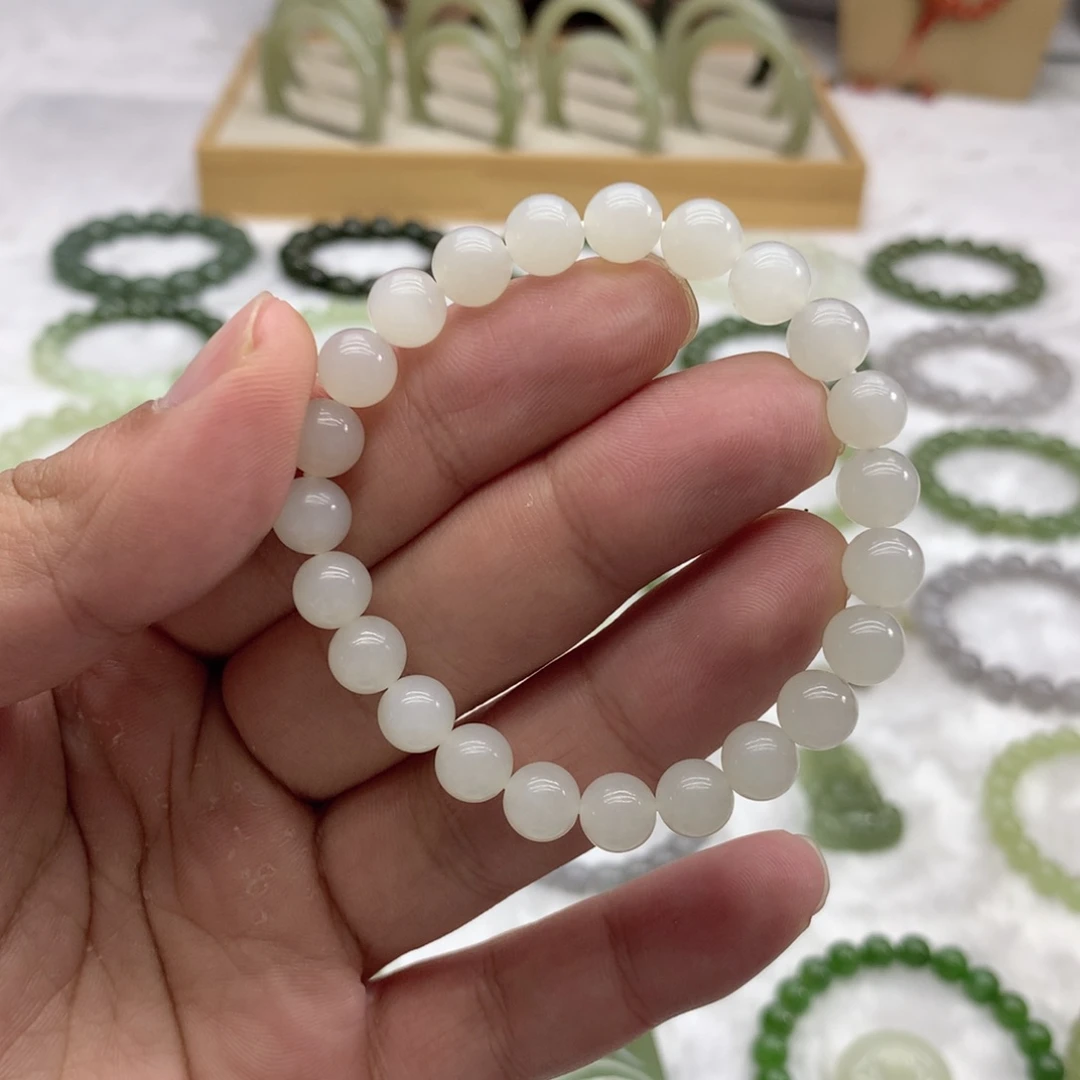 和田玉未镶嵌手串（白玉7.8）
