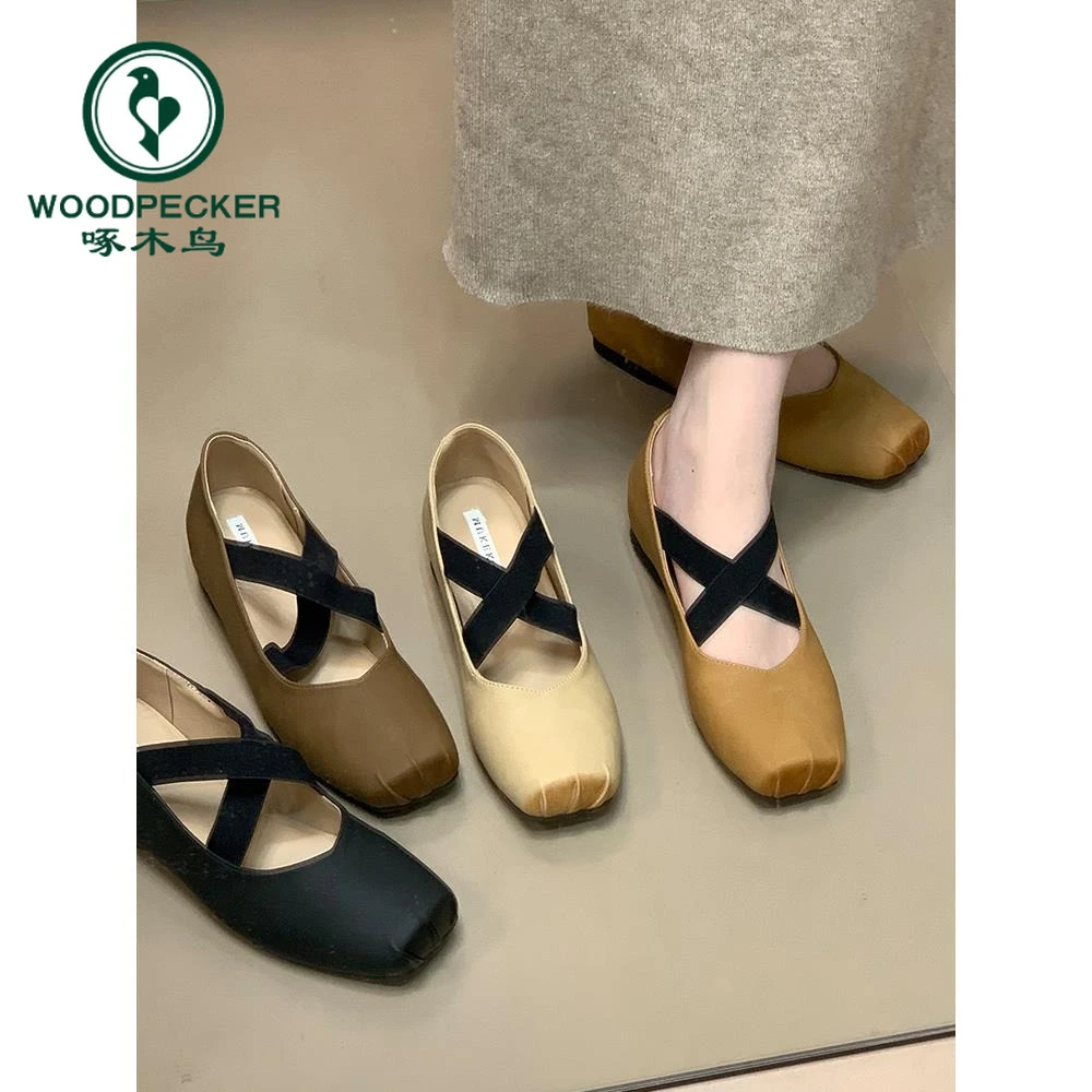 啄木鸟法式内增高方头玛丽珍鞋女2025新款秋配裙子芭蕾舞晚晚单鞋