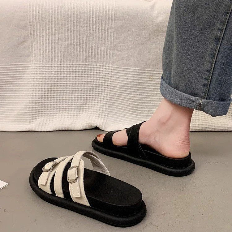 懒人博肯拖鞋女夏外穿一字拖软底厚底防滑沙滩鞋凉拖鞋夏