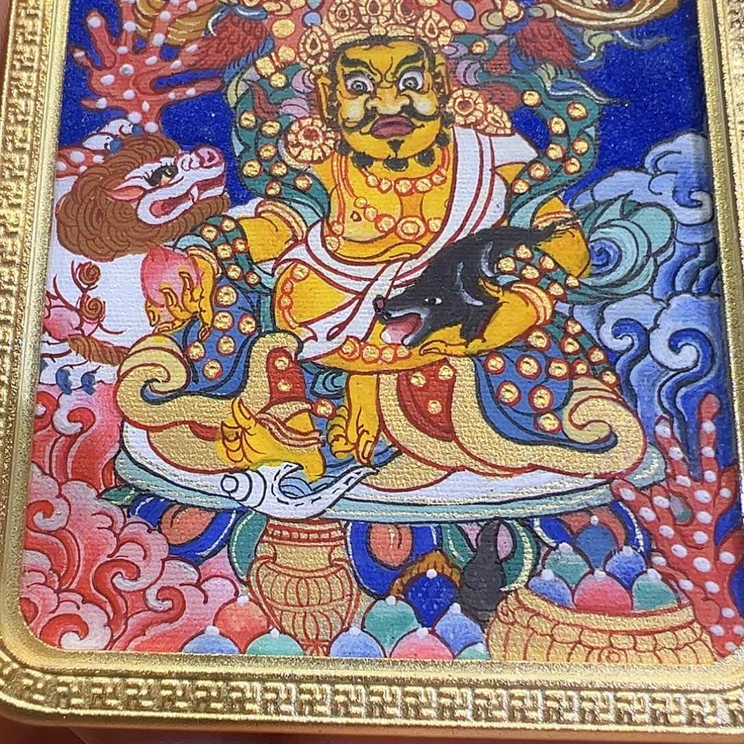 吊坠全手绘热贡唐卡黄财神