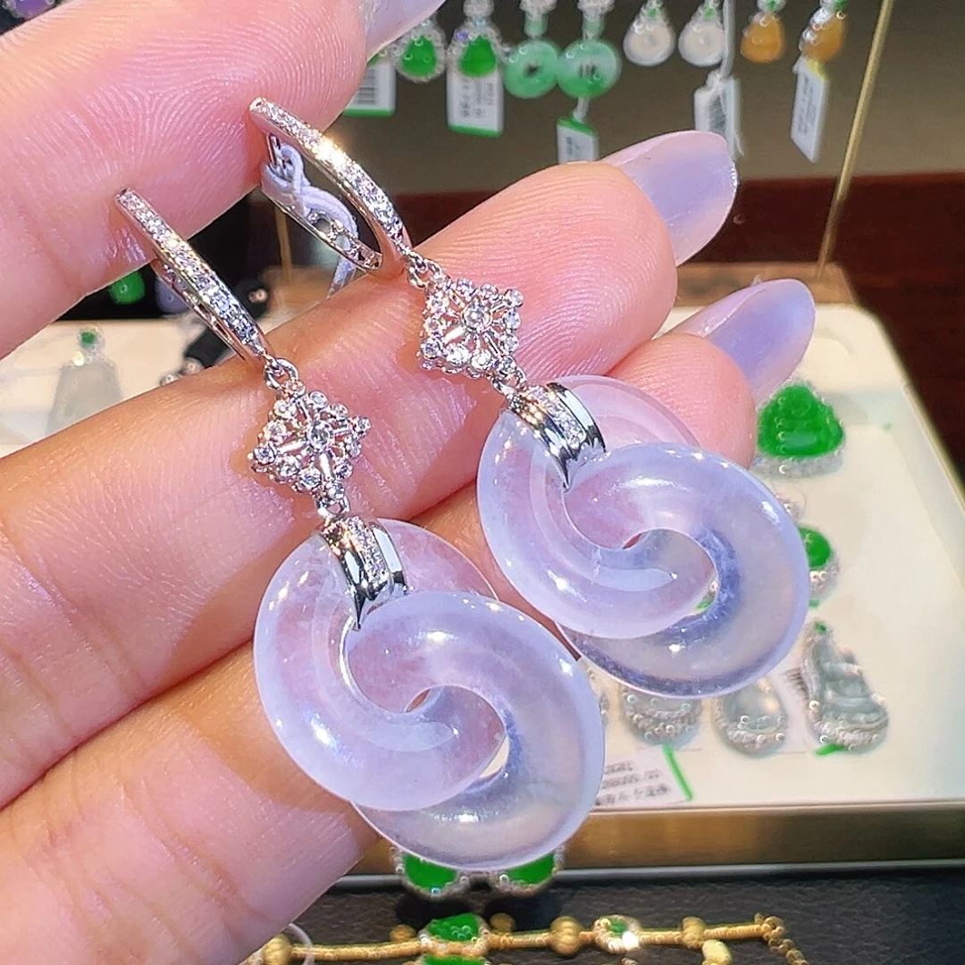 翡翠18K金镶嵌耳饰