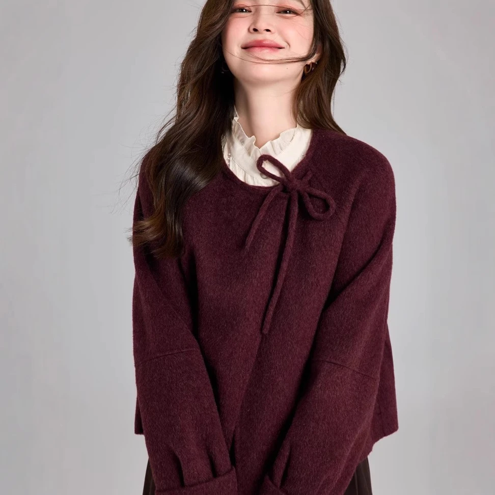 双面绒羊毛大衣女短款2025春秋新款小香风高级感毛呢外套女小个子