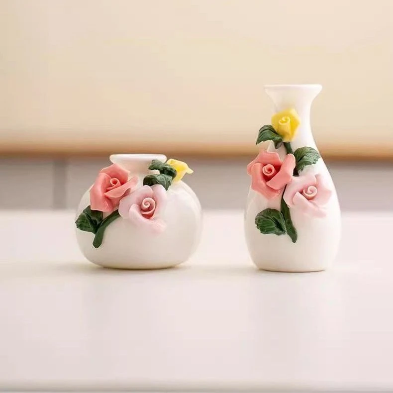 D月季小净瓶+月季小圆瓶 陶瓷花朵小花ZH140