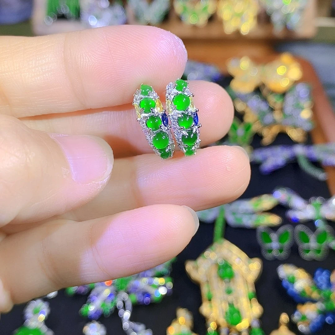 吊坠(不含链)银S925镶嵌翡翠