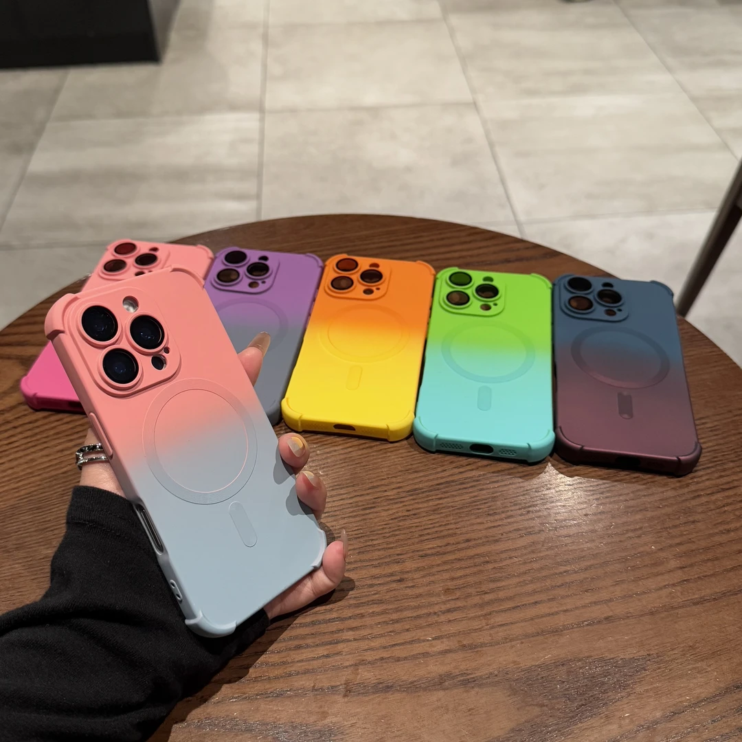 渐变液态磁吸适用苹果14promax手机壳iPhone13全包镜头16镜头膜15