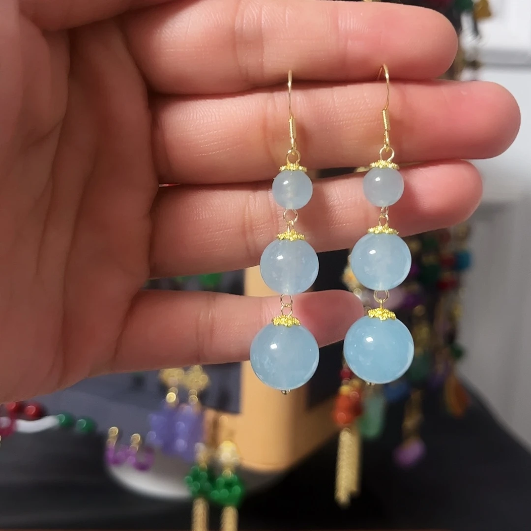 锆石纯铜925银耳饰