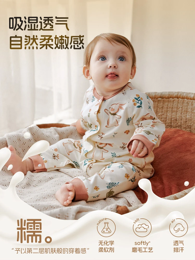 婴儿连体衣服秋季新款男女纯棉睡衣长袖新生幼儿宝宝爬服哈衣夏装