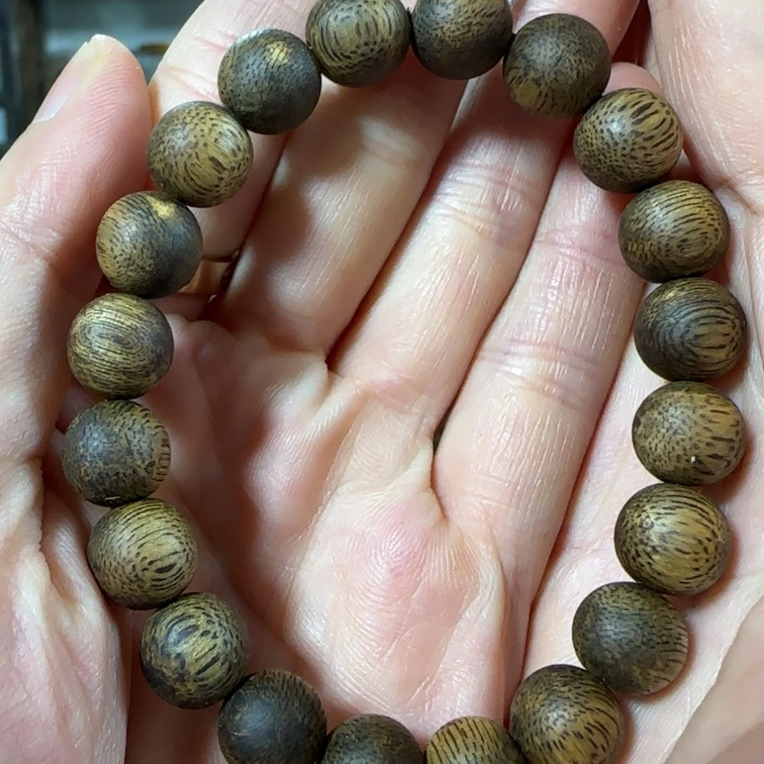 沉香手串绿奇楠沉香圆珠单圈20颗珠子7克+