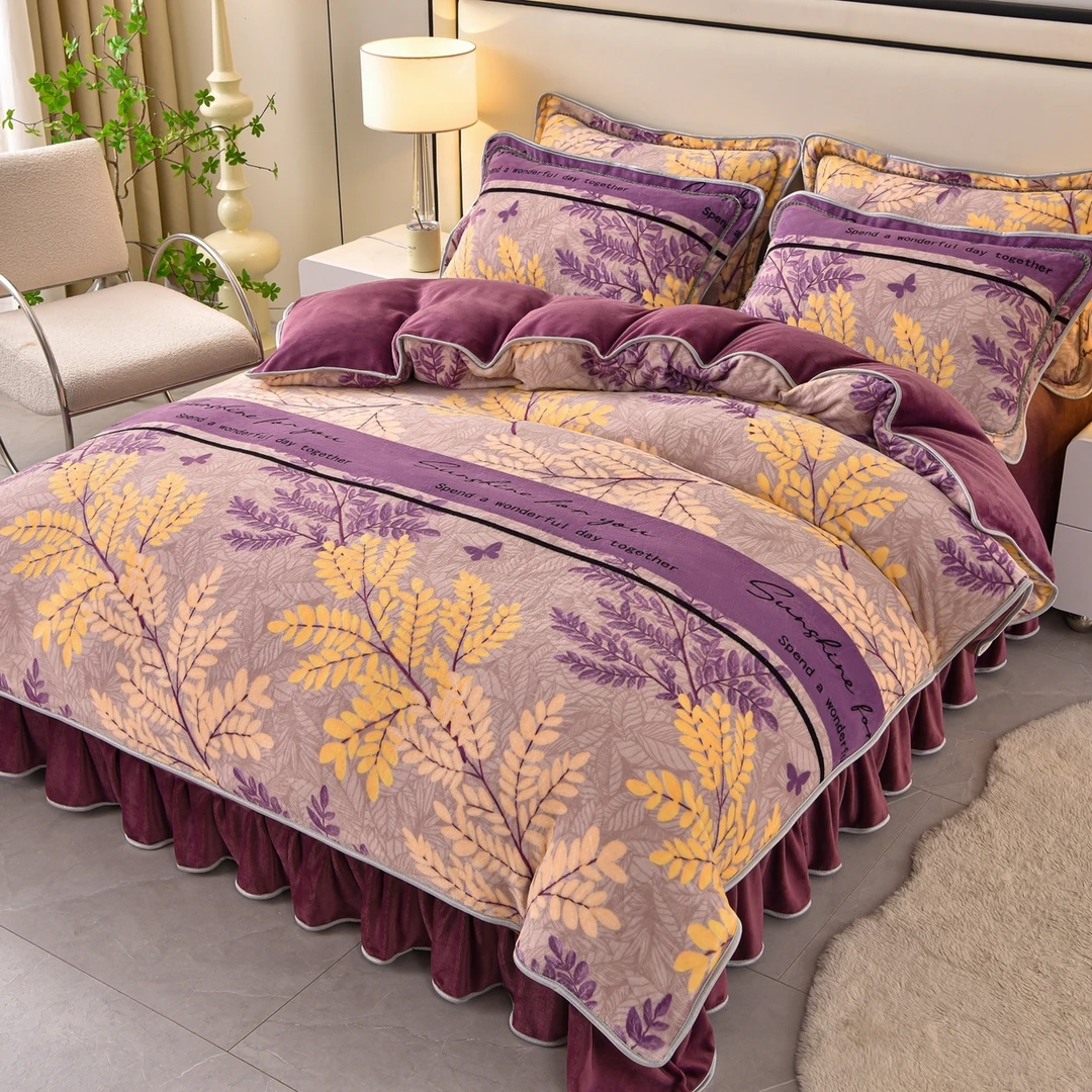 专柜正品重约8-9斤冬季加绒加厚牛奶绒四件套双面绒被套被罩保暖