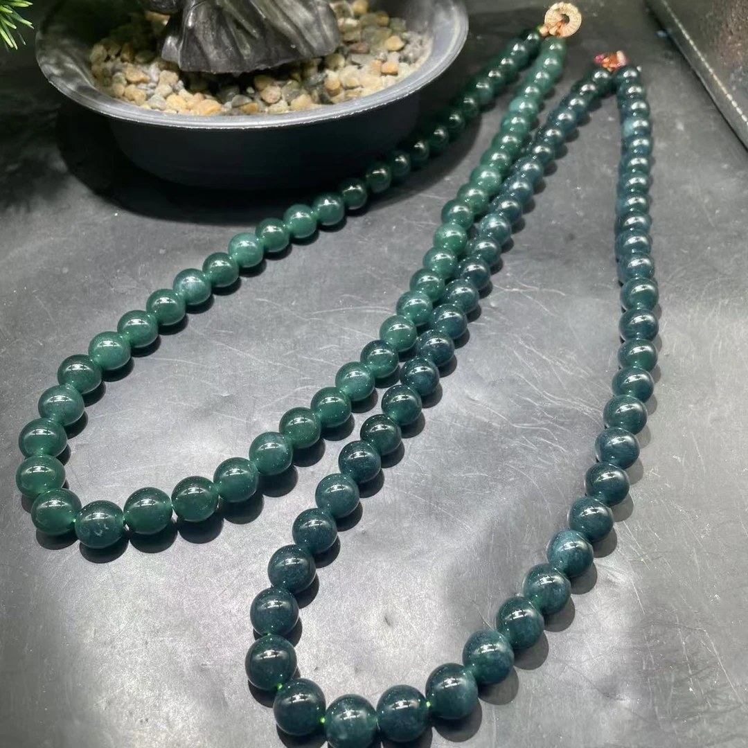 【玉经纶】-21968/Q38-天然A货翡翠珠链-多样性发其一/11mm/约50颗