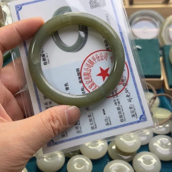 和田玉手镯未镶嵌57圈围10378