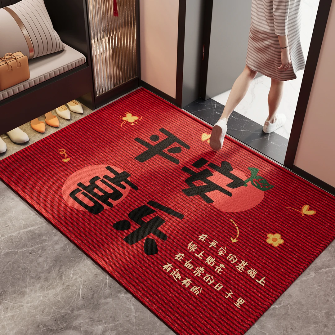 红色入户门地垫玄关大门口进门脚垫防滑除尘耐磨耐脏喜庆室内地毯
