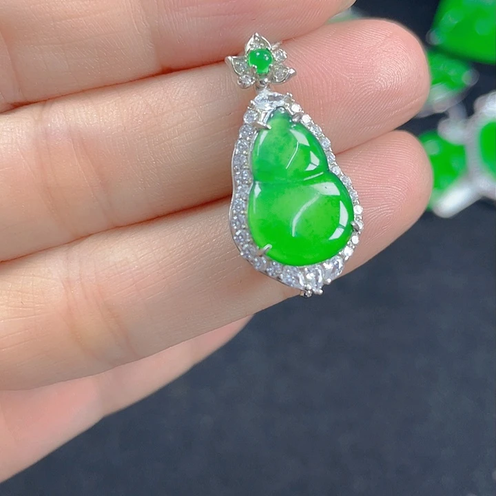 翡翠银S925镶嵌吊坠(不含链)